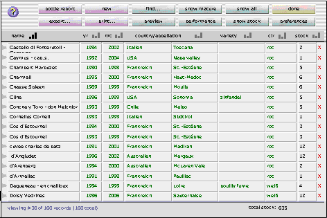 Screenshot of Virtual WineCellar overview